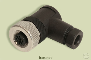 Haga clic para ampliar Conector M12 90° hembra de 4 contactos sin cable Conector M12 90° hembra de 4 contactos sin cable