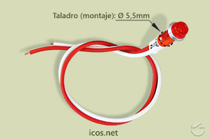 Haga clic para ampliar Dimensiones de LED Piloto 12Vdc Rojo Dimensiones de LED Piloto 12Vdc Rojo