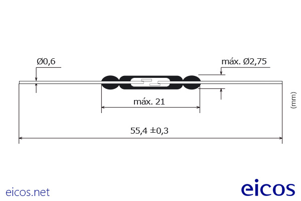 Dimensiones de Reed Switch SPST