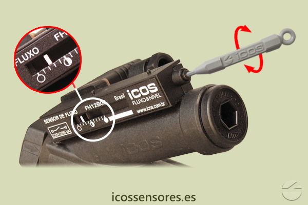 Ajuste de sensibilidad del sensor de flujo Eicos FH12B02