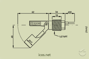 Haga clic para ampliar Dimensiones del sensor de nivel LA12N-40 Dimensiones del sensor de nivel LA12N-40