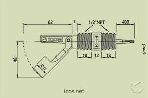 Haga clic para ampliar Dimensiones del sensor de nivel LA32N2-40 Dimensiones del sensor de nivel LA32N2-40