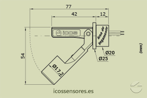Haga clic para ampliar Dimensiones del sensor de nivel LA42A-40 Dimensiones del sensor de nivel LA42A-40