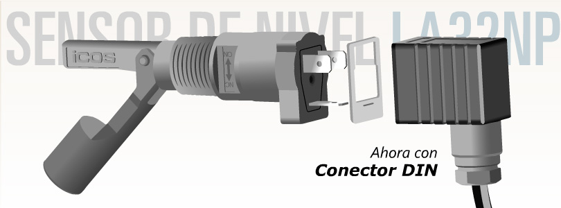 Conector DIN 43650 para Sensor de Nivel LA32NP o Sensores de Flujo