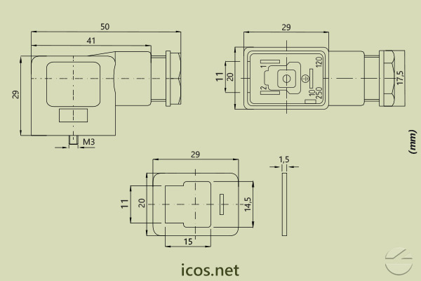 Dimensiones del Conector DIN 43650