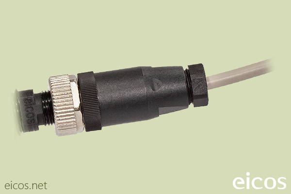 Montaje del conector hembra M12 recto con sensor Eicos