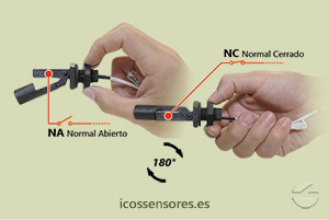 Funcionamiento NA o NC del sensor de nivel lateral