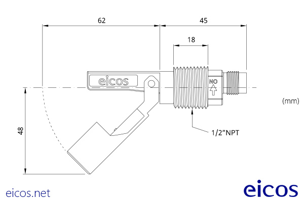 Dimensiones del sensor de nivel LA32-M12